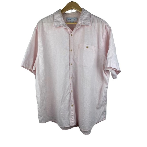 LINEN Slim Fit Blush Pink Button Up Shirt - Picture 1 of 6